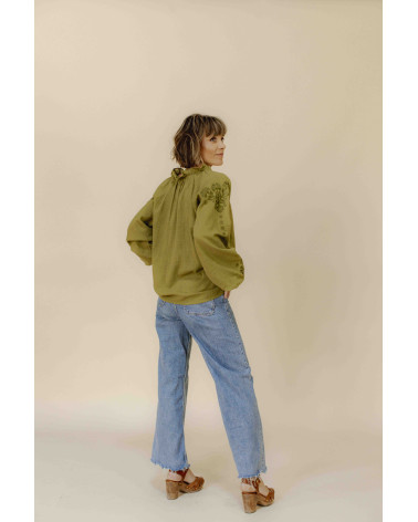 BLOUSE VYSHYVANKA KAKI