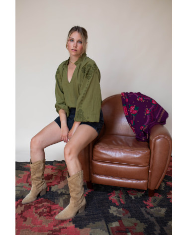 BLOUSE VYSHYVANKA KAKI